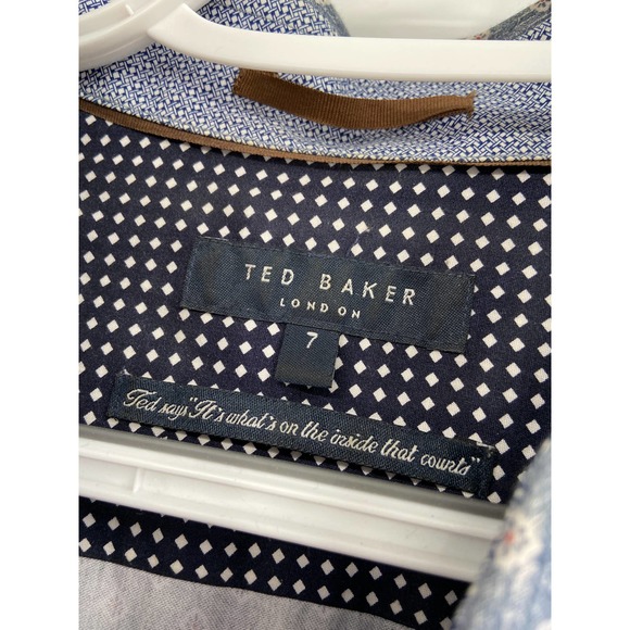 TED BAKER Teo Geo Geometric Print Long Sleeve Button Up Shirt Size 7/3XL - Picture 2 of 5